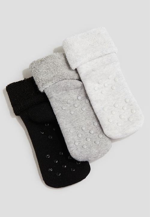 H&M - 5-Pack anti-slip terry socks - grey/black