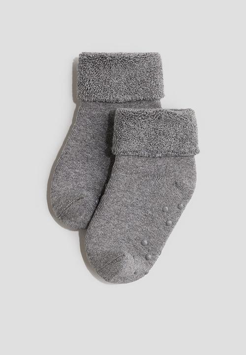 H&M - 5-Pack anti-slip terry socks - grey/black