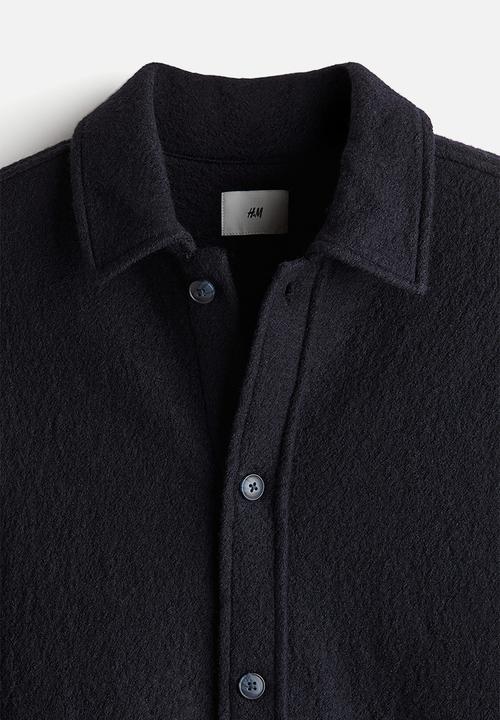 H&M - Regular fit wool-blend overshirt - navy blue