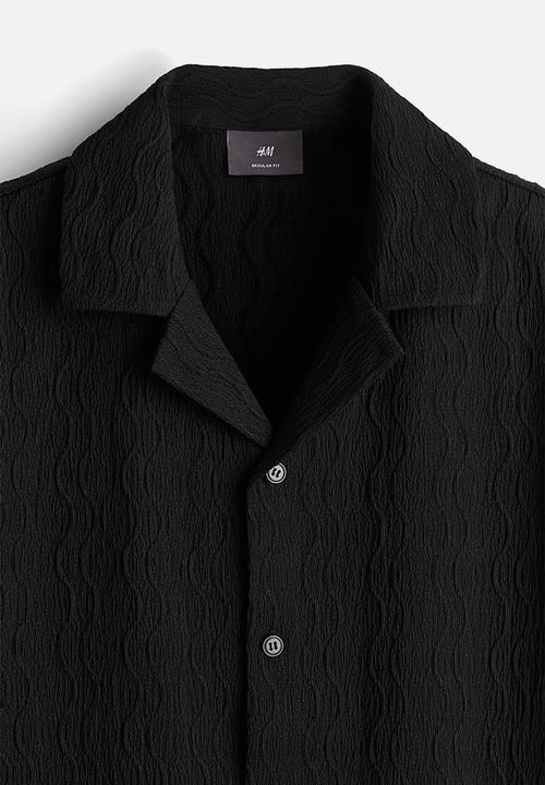 H&M - Regular fit textured resort shirt - black