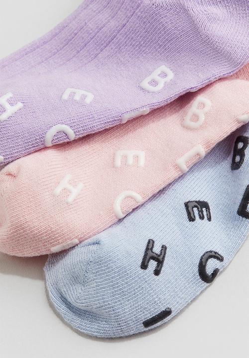 H&M - 5-Pack anti-slip socks - light blue/light pink