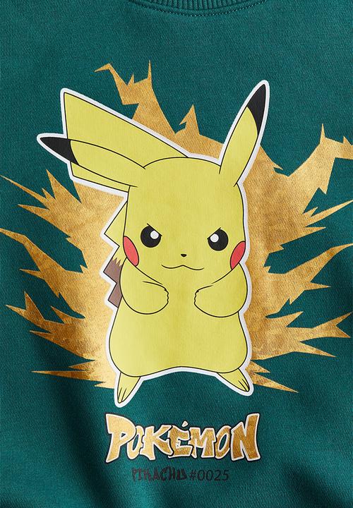 H&M - Motif-detail sweatshirt - dark green pokémon
