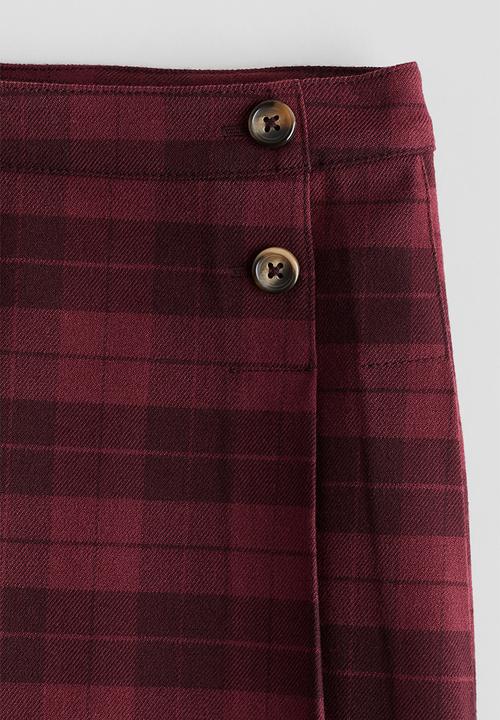 H&M - Pleated skirt - dark red checked
