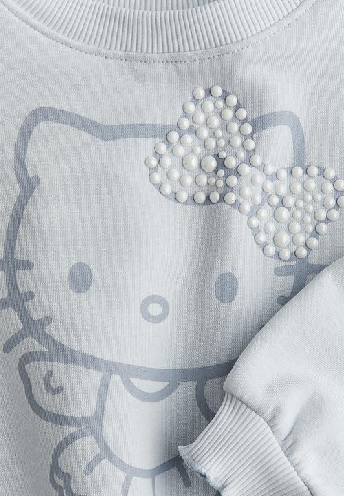 H&M - Motif-detail sweatshirt - light blue/hello kitty
