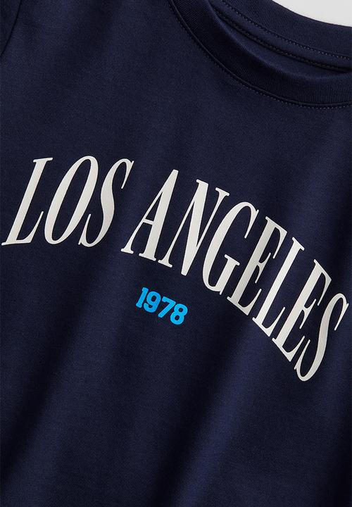 H&M - Printed jersey top - navy blue/los angeles