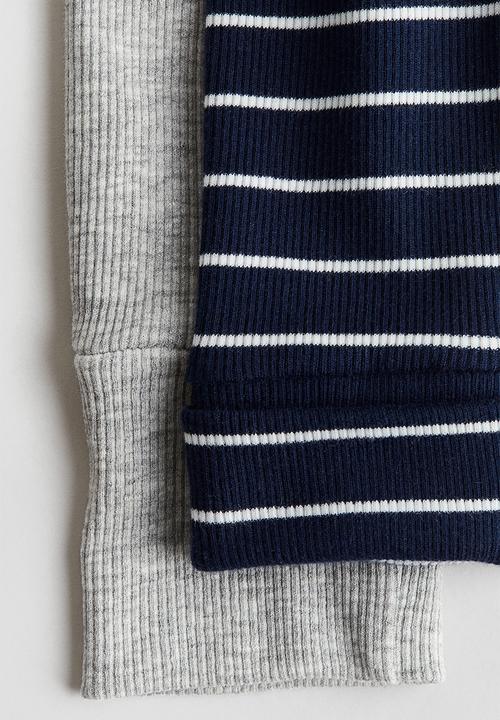 H&M - 2 pack adjustable-fit leggings - dark blue striped
