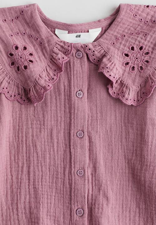 H&M - Collared cotton blouse - mauve