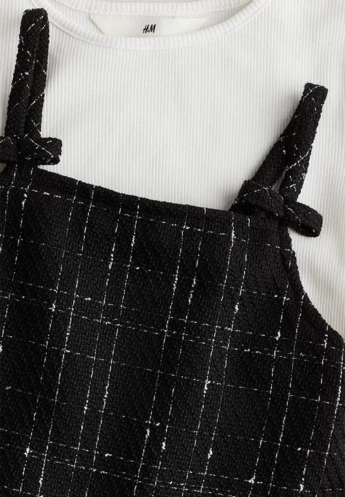H&M - 2-Piece dress and top set - black & white checked 