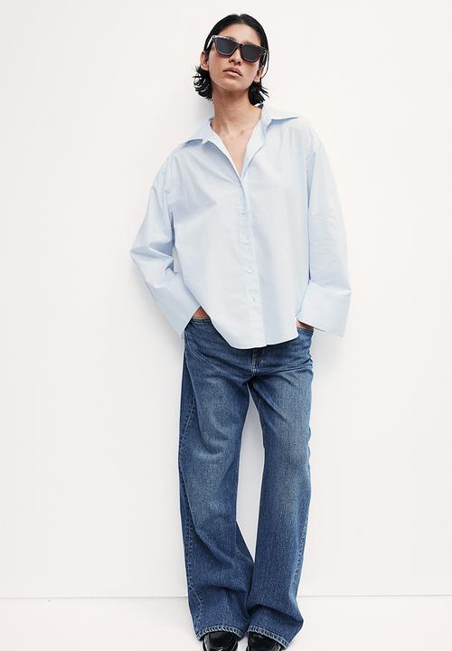 H&M - Striped cotton shirt - light blue 