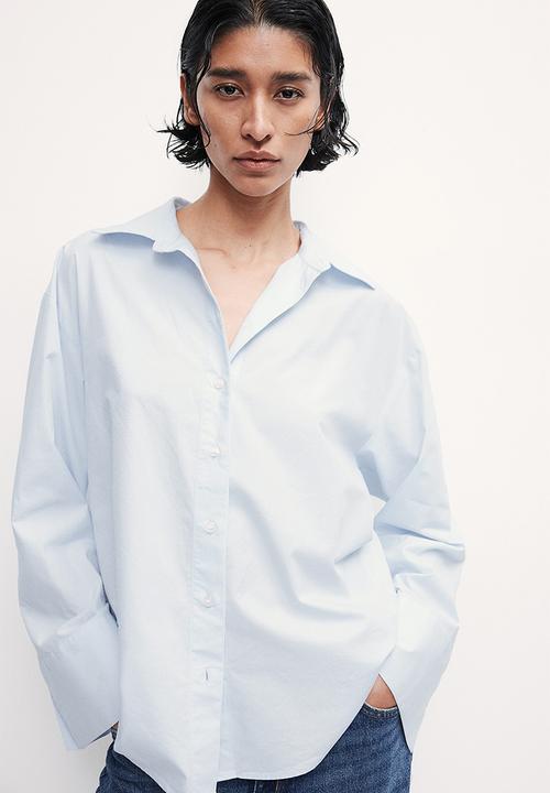 H&M - Striped cotton shirt - light blue 