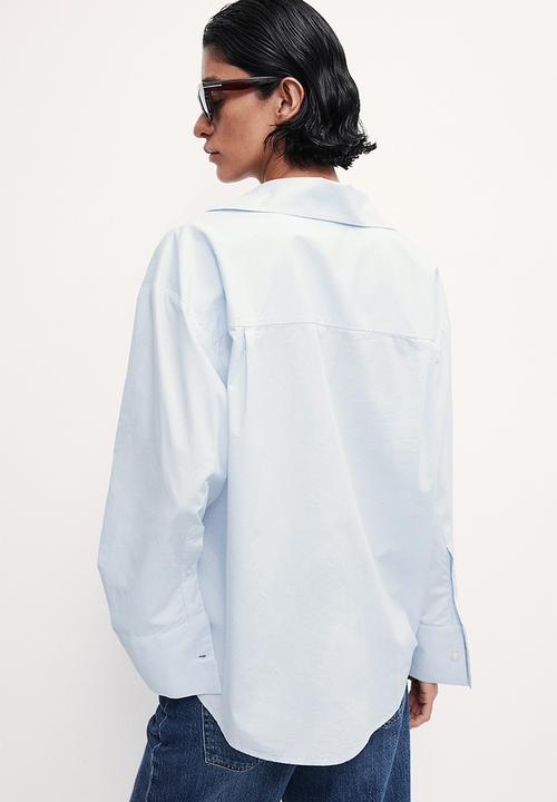 H&M - Striped cotton shirt - light blue 