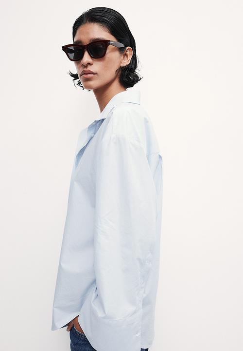 H&M - Striped cotton shirt - light blue 