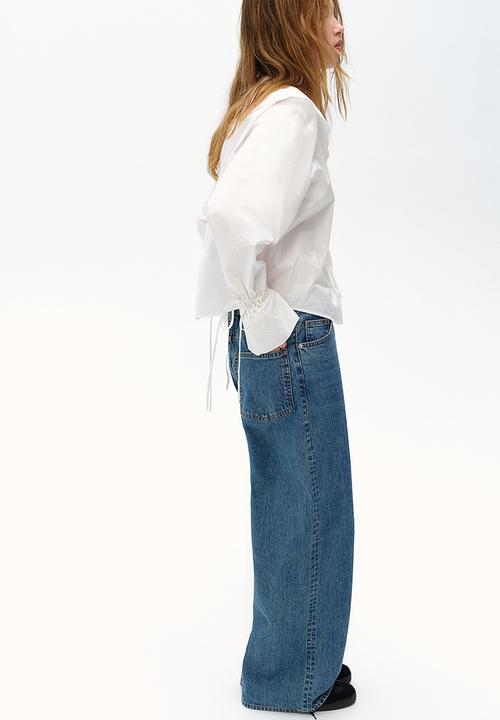 H&M - Broderie anglaise-detail poplin blouse - white