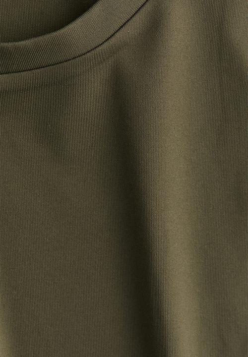 H&M - Fitted microfibre t-shirt - dark khaki green