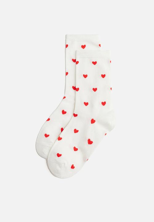 H&M - 5 pack socks - white hearts