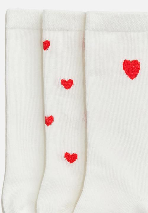 H&M - 5 pack socks - white hearts