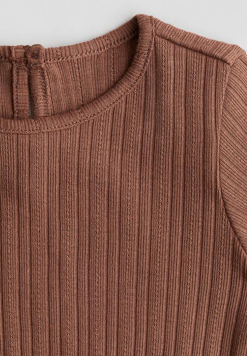H&M - Ribbed jersey top - brown