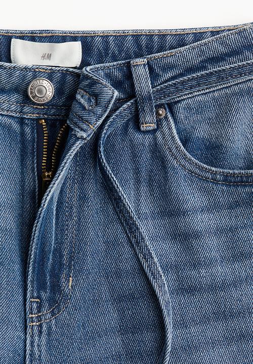 H&M - Wide tie-belt jeans - denim blue