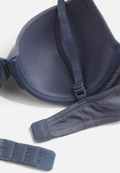 H&M - Padded underwired cotton bra - pigeon blue