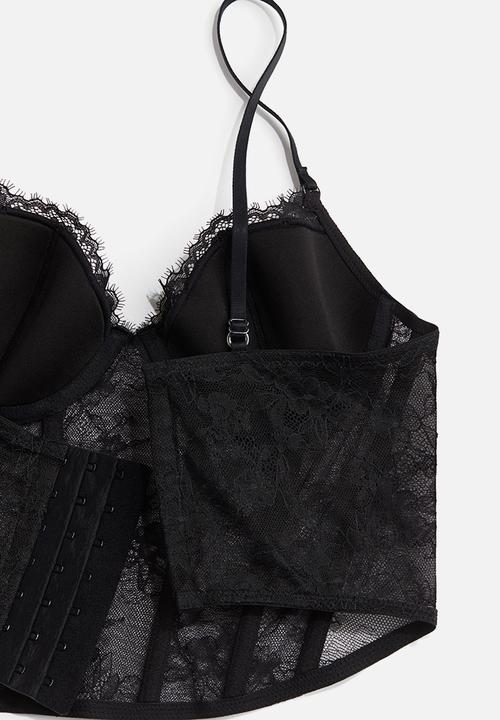 H&M - Padded-cup lace bustier - black