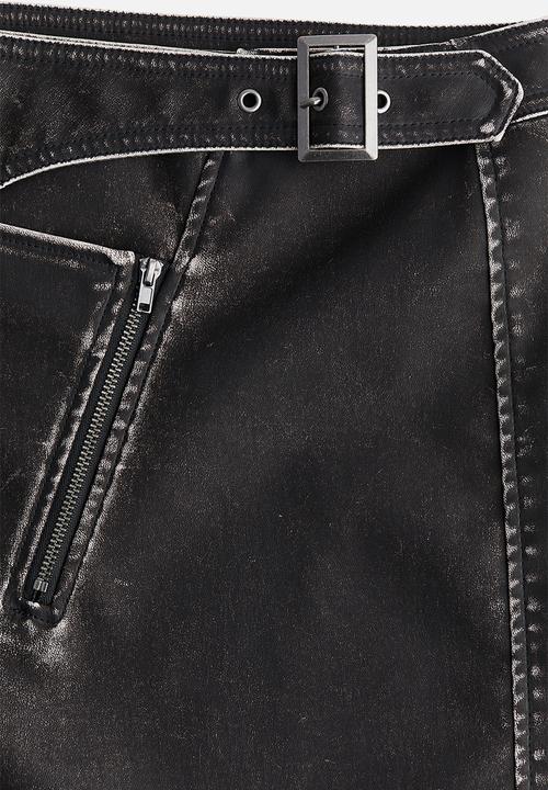 H&M - Buckle-detail mini skirt - dark grey