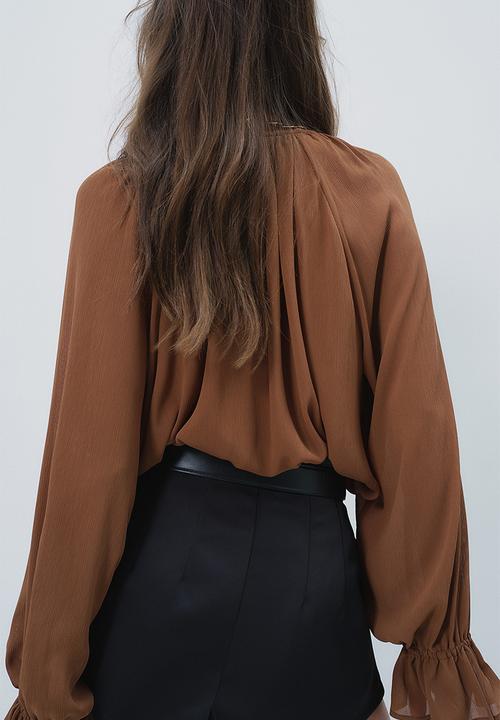 H&M - Frilled blouse - brown