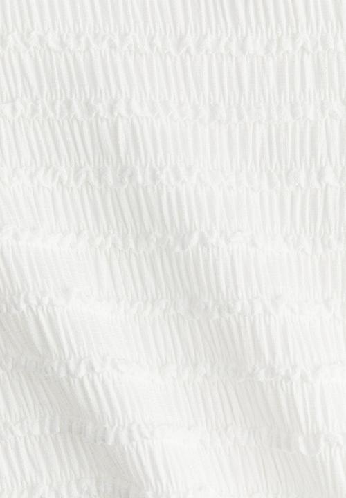 H&M - Overlock-detail smocked top - white