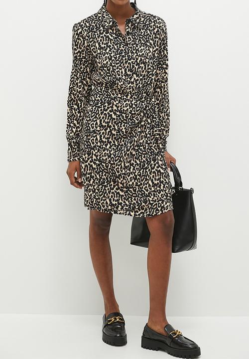 Stella Morgan - Animal Printed Shirt Dress - Beige