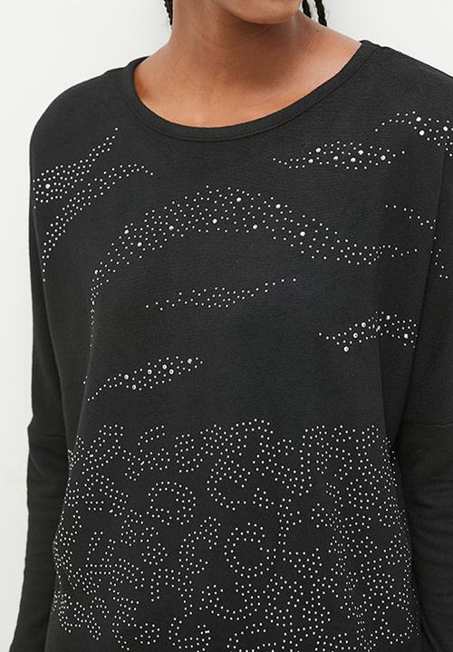 Stella Morgan - Embellished Front Knit Top - Black