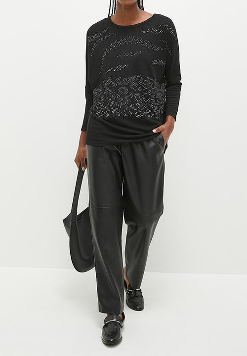 Stella Morgan - Embellished Front Knit Top - Black