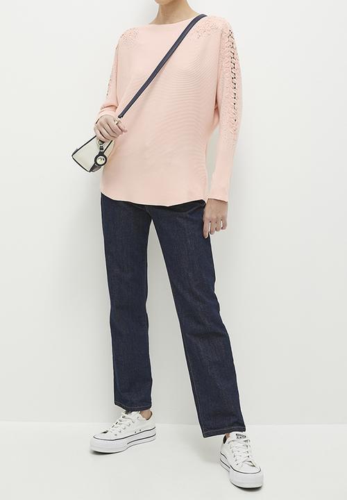 Stella Morgan - Leafy Lace Shoulder Inset Jersey - Pink