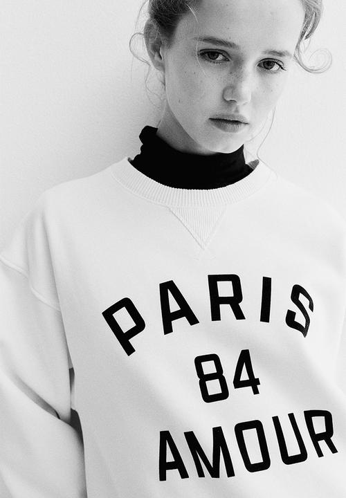 H&M - Motif-detail sweatshirt - cream paris
