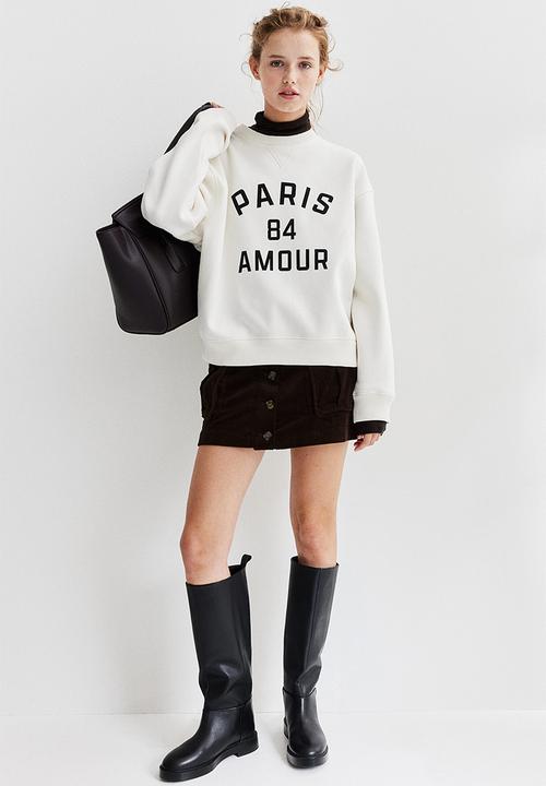 H&M - Motif-detail sweatshirt - cream paris