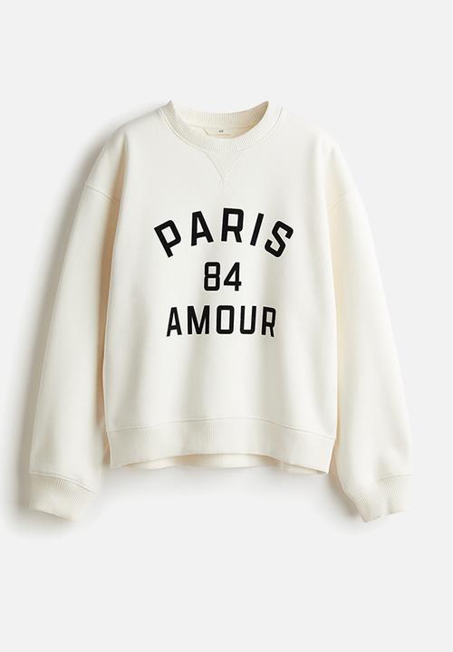H&M - Motif-detail sweatshirt - cream paris