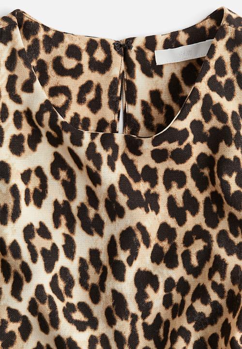 H&M - Shoulder-pad dress - beige leopard print