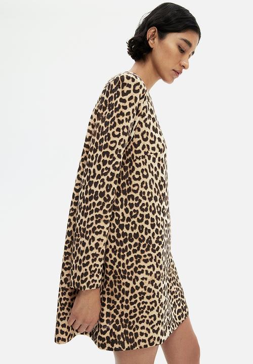 H&M - Shoulder-pad dress - beige leopard print