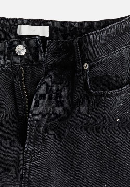 H&M - Rhinestone-embellished jeans - dark grey