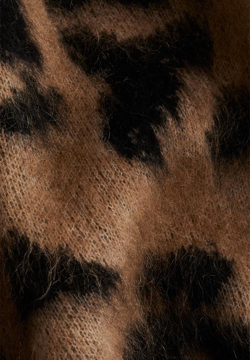 H&M - Mohair-blend turtleneck jumper - dark beige/leopard print 