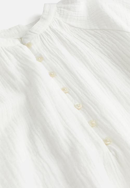 H&M - Balloon-sleeved muslin blouse - white
