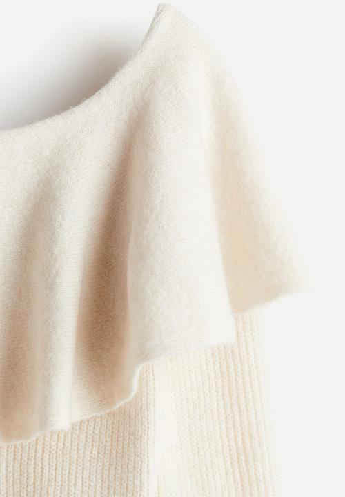 H&M - Flounced off-the-shoulder jumper - cream 