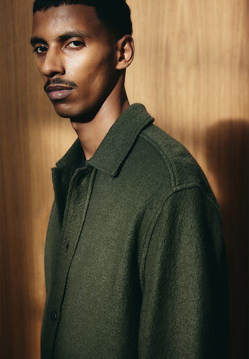 H&M - Regular fit wool-blend overshirt - green