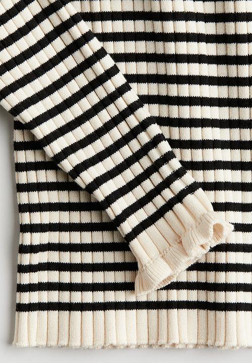 H&M - Rib-knit jumper -  light beige & striped