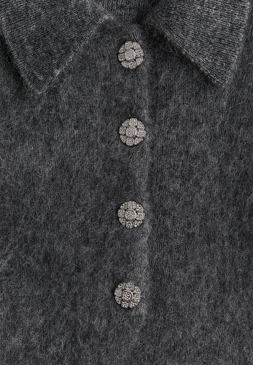 H&M - Mohair-blend collared jumper - dark grey