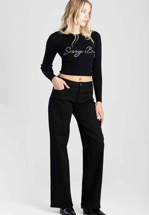 SISSY BOY - LEAH: Mid Waist Wide Leg  - Black