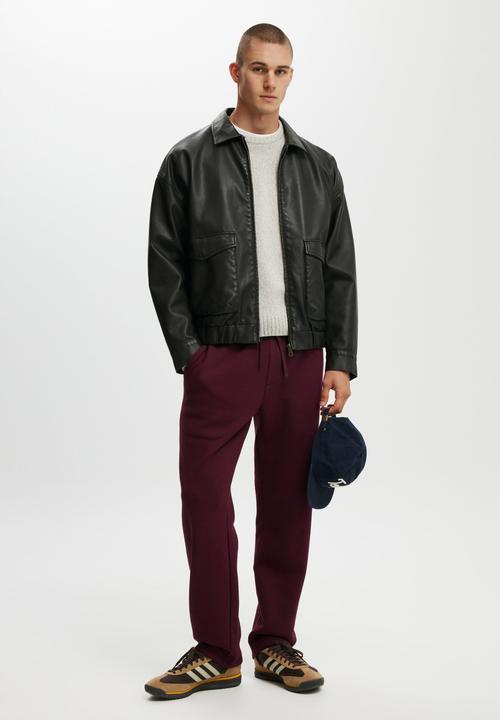 Cotton On - Relaxed Track Pant - Burgundy