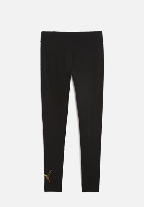 PUMA - Ess metallic leggings - puma black-metallic gold
