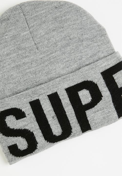Superdry. - Branded Knitted Beanie - Silver