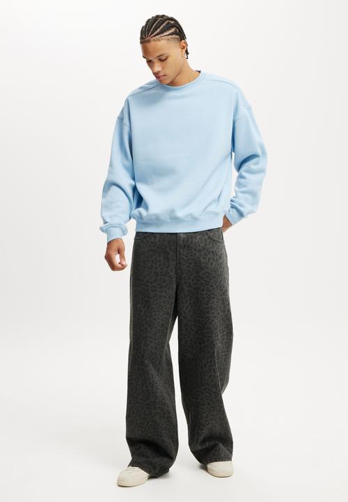 Cotton On - Box Fit Crew Sweater - Pearl Blue