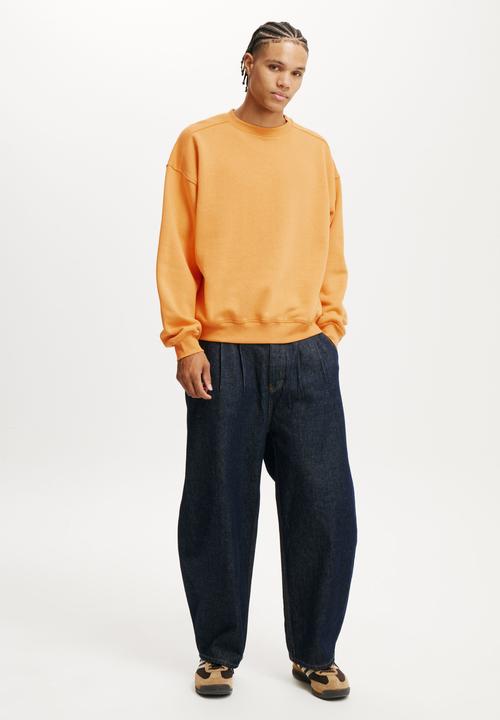 Cotton On - Box Fit Crew Sweater - Orange Sun