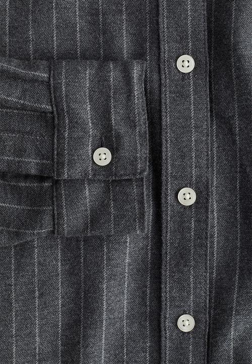 H&M - Cotton flannel shirt - dark grey/pinstriped 